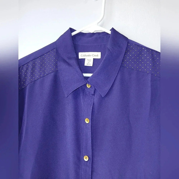 Coldwater Creek women's 2X long sleeve purple button down blouse office … - Picture 3 of 6